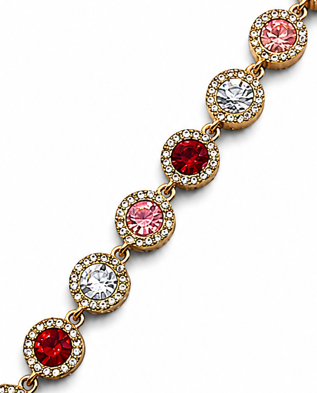 Bracelet à Pierres Alternées [Rouge,Rose et blanc]