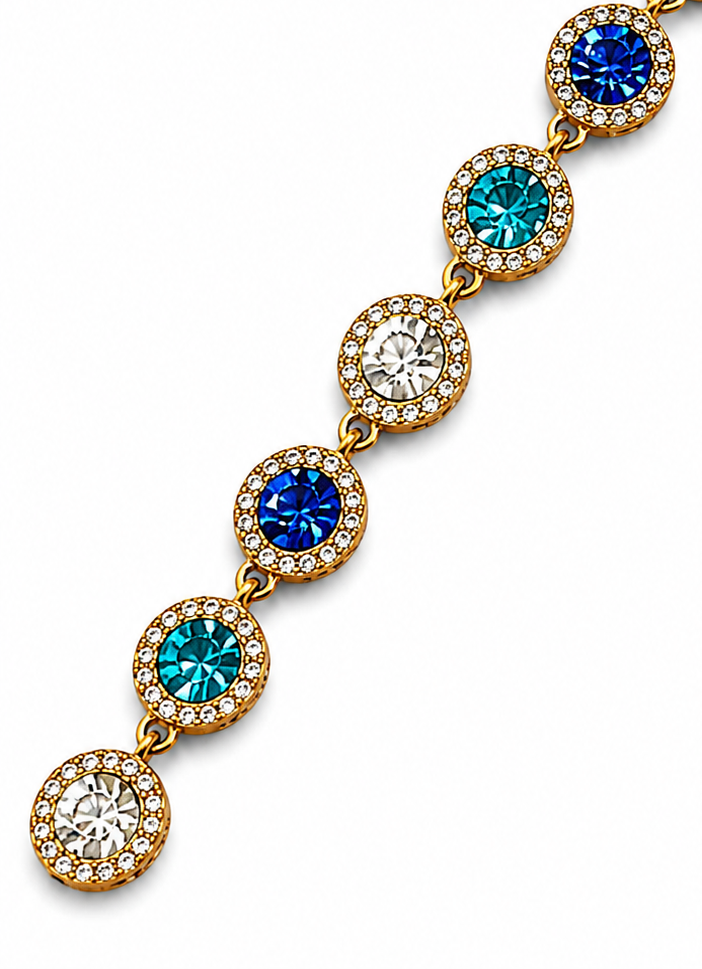 Bracelet à Pierres Alternées [Bleu et Blanc]