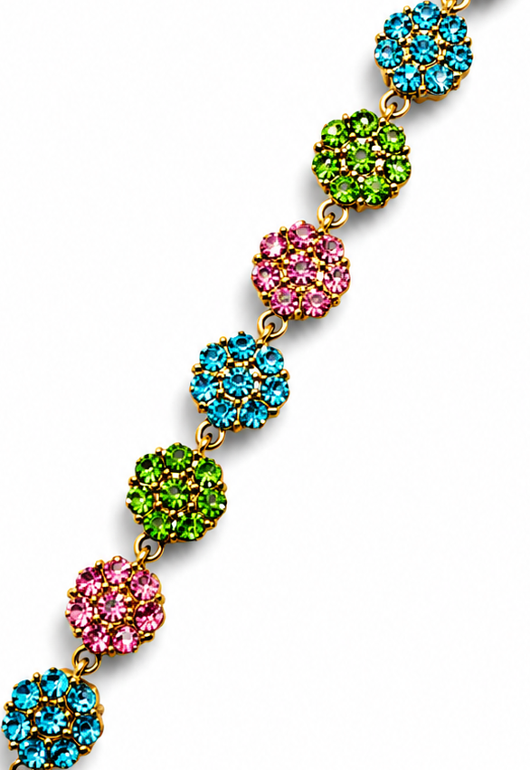 Bracelet Fleuri [Bleu,Vert et Rose]