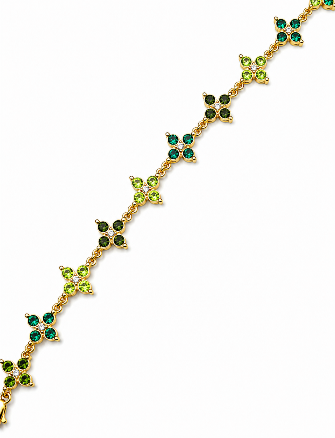 Bracelet Trèfle Pointu [Vert Tricolore]