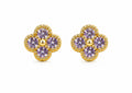 Boucle D’oreille Trèfle [Violette et Dorée]