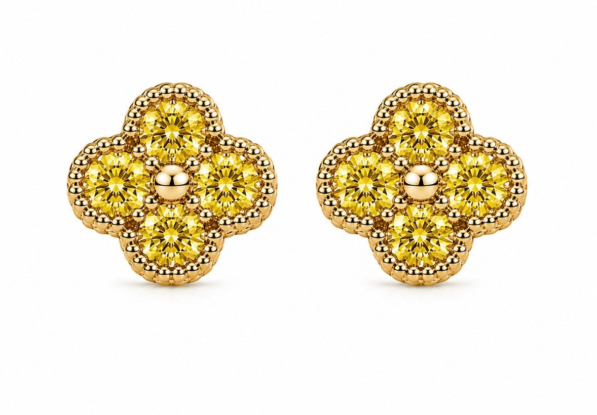 Boucle D’oreille Trèfle [Jaune]