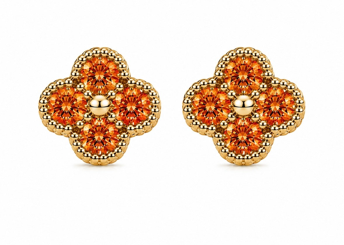 Boucle D’oreille Trèfle [Orange]