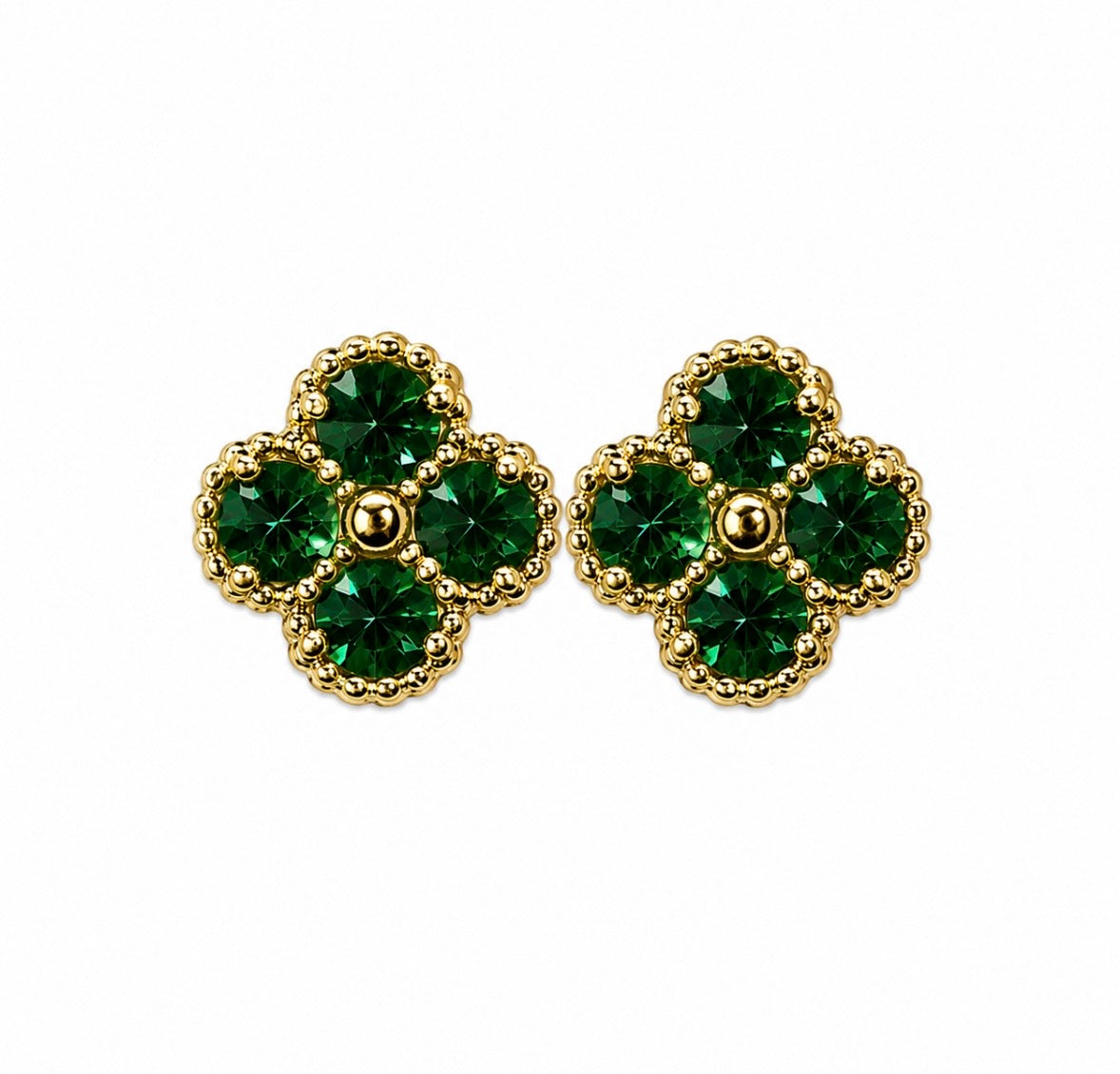 Boucle D’oreille Trèfle [Vert Émeraude]