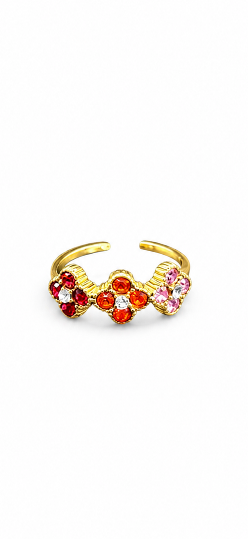 Bague Trèfle [Rouge, Orange et Rose]