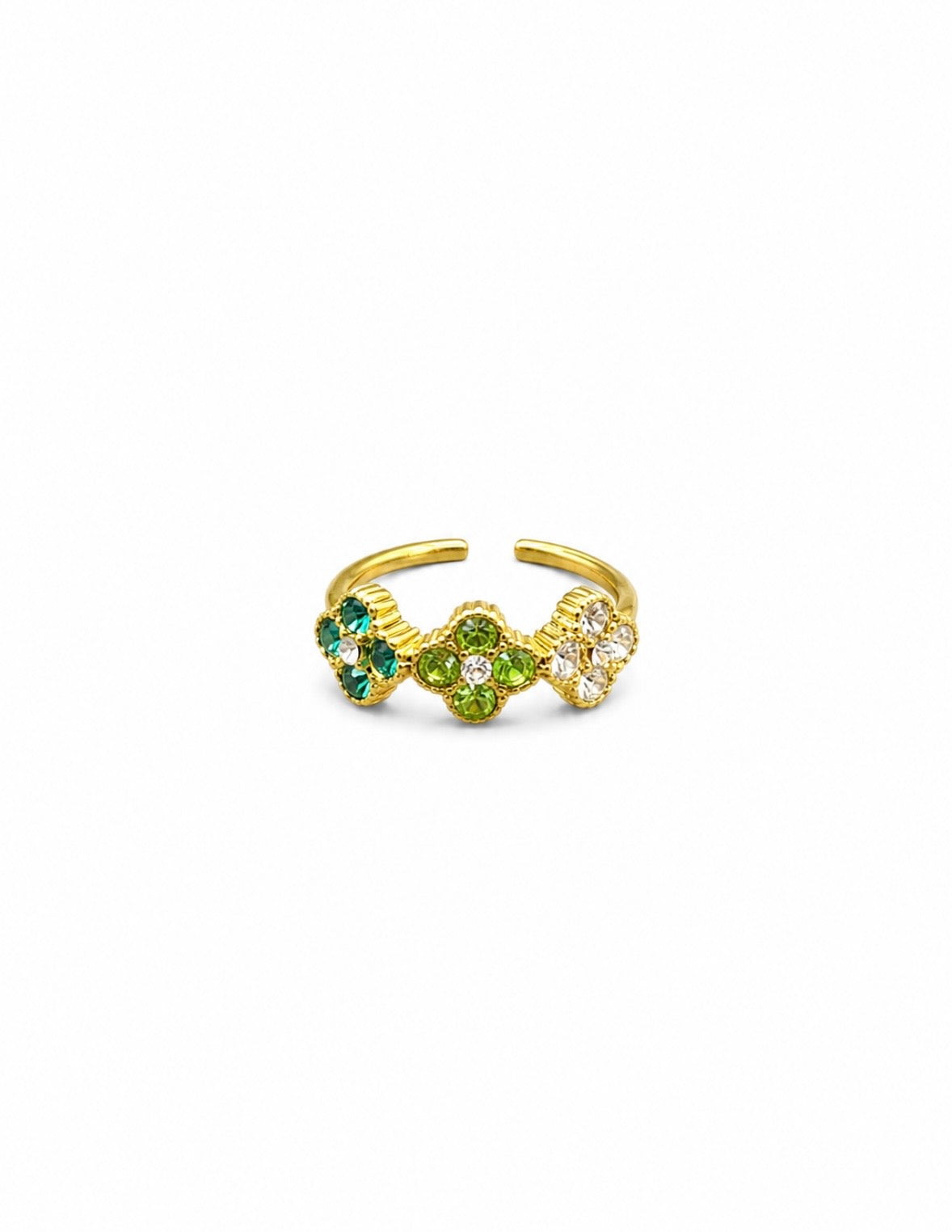 Bague Trèfle [Verte et Dorée]