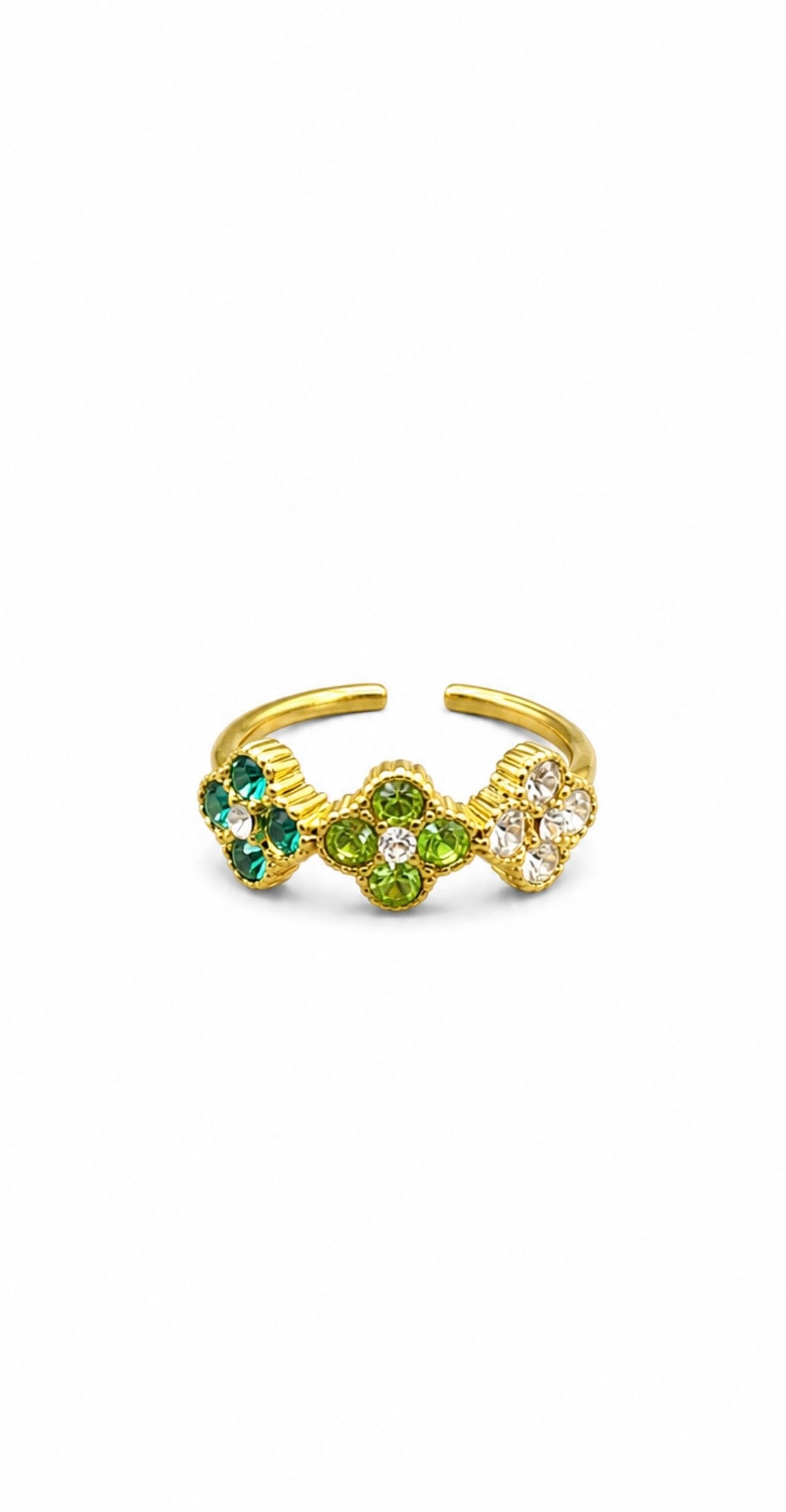Bague Trèfle [Verte et Dorée]