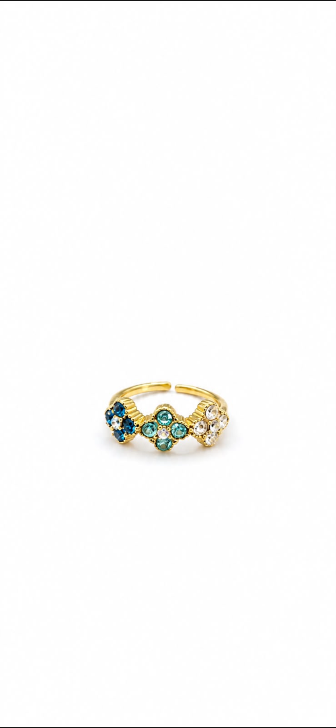 Bague Trèfle [Bleu et Doré]