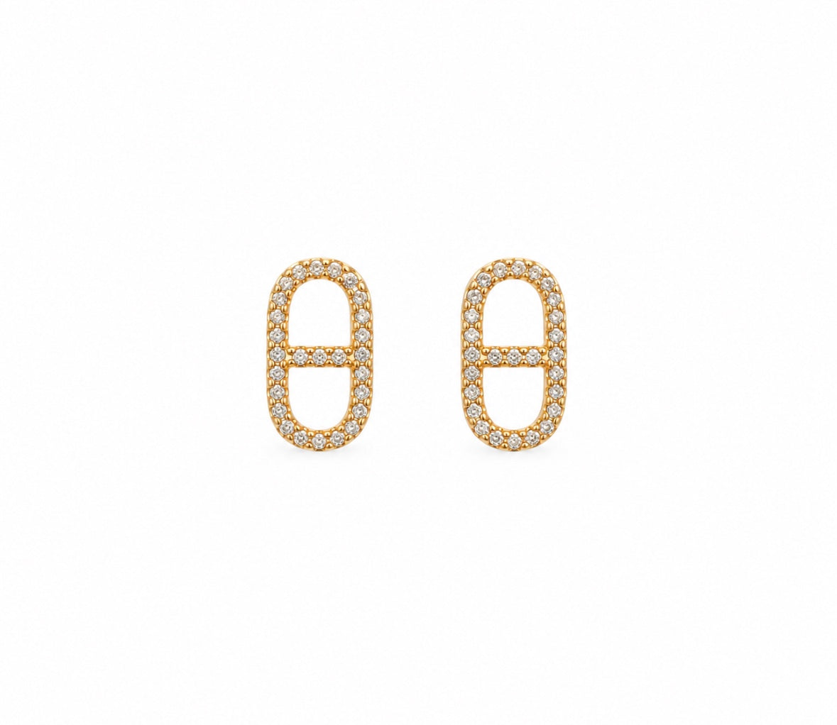 Boucle D’oreille Maillon Ovale doré à Strass