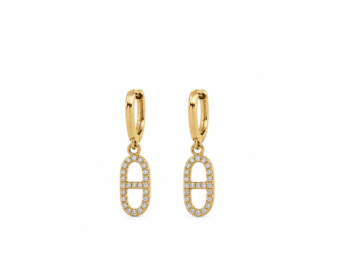 Boucle D’oreille Pendantes Oval à Strass