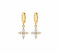 Boucle D’oreille Pendantes Trèfle Pointu à Strass