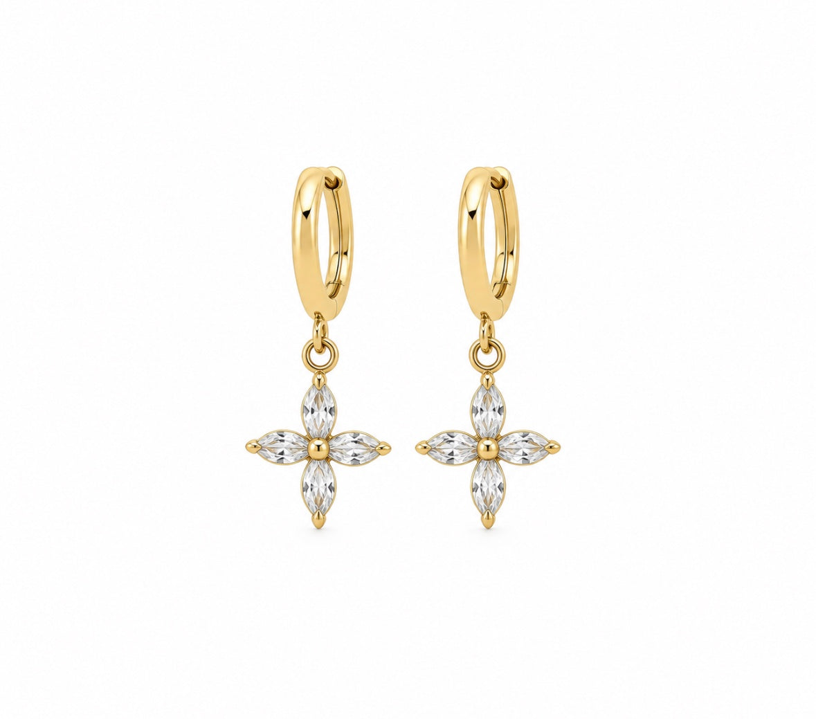 Boucle D’oreille Pendantes Trèfle Pointu à Strass