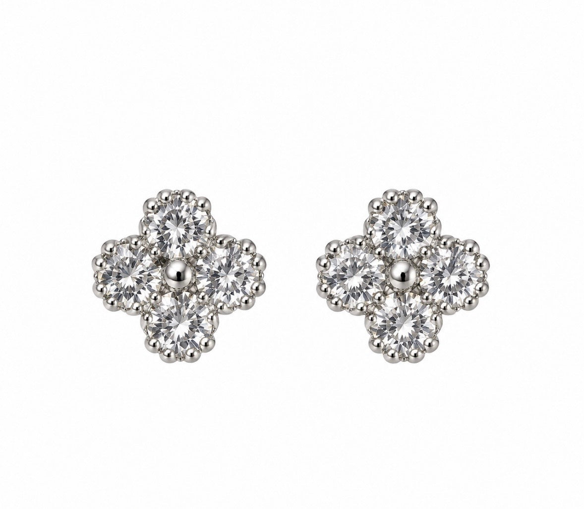 Boucle D’oreille Trèfle [Argentée]