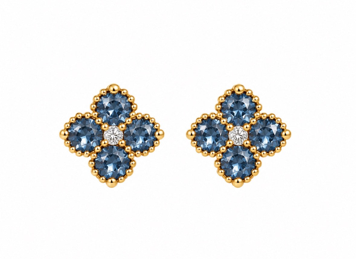 Boucle D’oreille Trèfle [Bleu Azur]