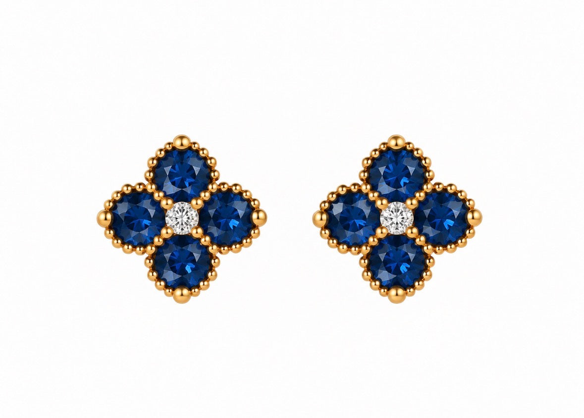 Boucle D’oreille Trèfle [Bleu Marine]